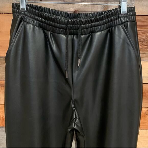 STUDIO Badgley Mischka Faux Leather Drawstring Jogger Pants Black Size M - Picture 5 of 13